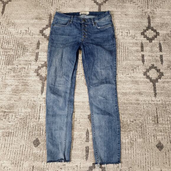 Free People Skinny Button Fly Ankle Jeans size 28 - Picture 1 of 8